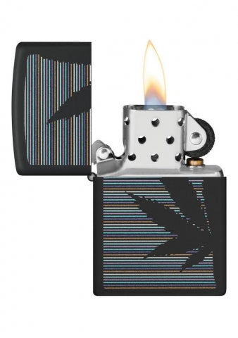 48927 Black Cannabis Design Windproof Lighter
