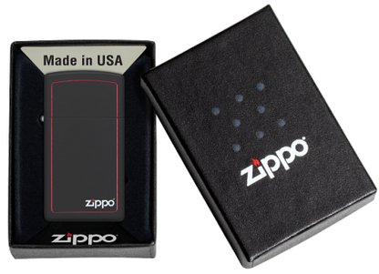 1618ZB Slim Red Frame Black Matte Windproof Lighter