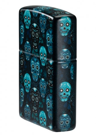 46017 Sugar Skull Windproof Lighter (Includes Blue-Light Keychain, Assorted Color)