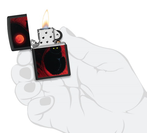 48453 Black Cat & Red Moon Windproof Lighter