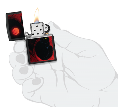 48453 Black Cat & Red Moon Windproof Lighter
