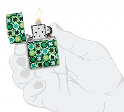 46015 Pop Art Clover Windproof Lighter (Includes Blue-Light Keychain, Assorted Color)