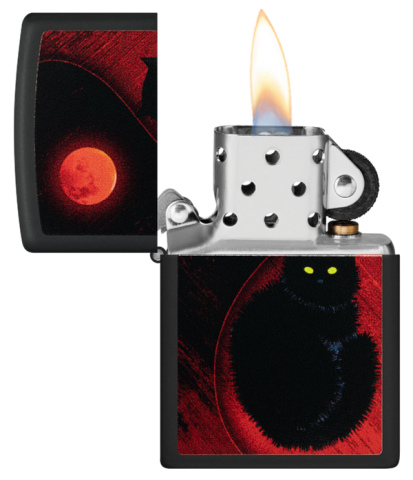 48453 Black Cat & Red Moon Windproof Lighter