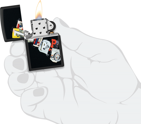 46597 Zippo Windproof Lighter with collage art style