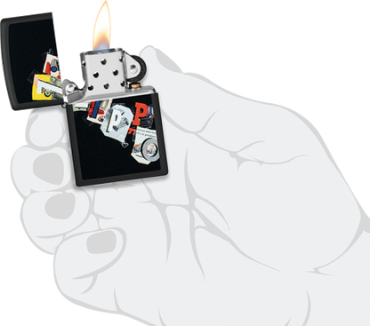 46597 Zippo Windproof Lighter with collage art style
