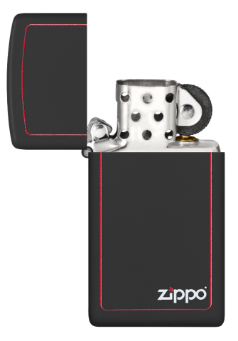 1618ZB Slim Red Frame Black Matte Windproof Lighter