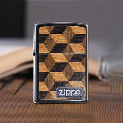 CI412364 Classic Wood Grain Square Windproof Lighter