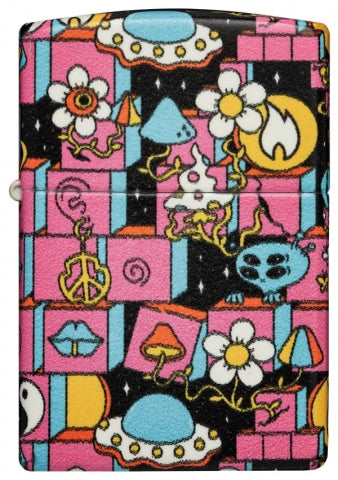 48779 Cosmic Community Windproof Lighter (Includes Blue-Light Keychain, Assorted Color)