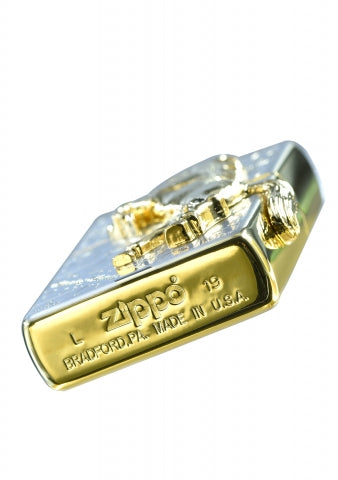 ZA-5-3E 尊爵皇冠鐵騎(亮白金)防風打火機