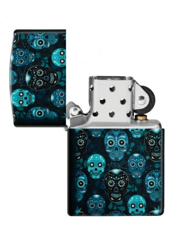 46017 Sugar Skull Windproof Lighter (Includes Blue-Light Keychain, Assorted Color)