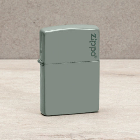 49843ZL Sage Zippo Logo Windproof Lighter