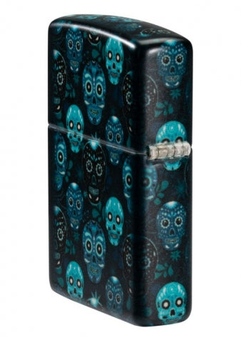 46017 Sugar Skull Windproof Lighter (Includes Blue-Light Keychain, Assorted Color)