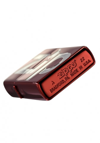 ZA-3-234A Classic Logo Windproof Lighter – Ruby Red & Silver