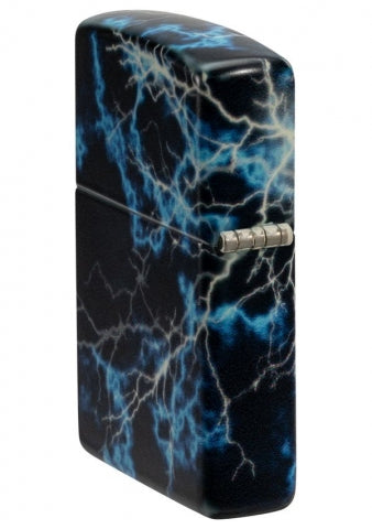 48610 Lightning Design Windproof Lighter (Includes Blue-Light Keychain, Assorted Color)