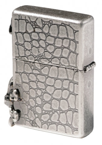 ZA-1-42B Rock Skull Badge (Antique Silver) Windproof Lighter