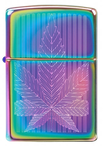 49632 Iridescent Cannabis Leaf Windproof Lighter