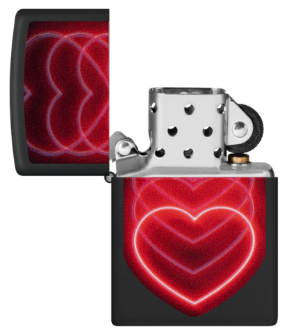 48593 Black Light Heart Waves Windproof Lighter