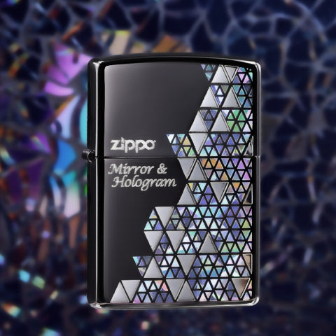 ZA-2-112A Colorful Diamond Pattern Mirror Windproof Lighter