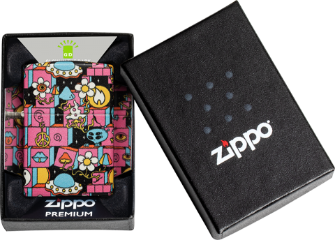 48779 Cosmic Community Windproof Lighter (Includes Blue-Light Keychain, Assorted Color)