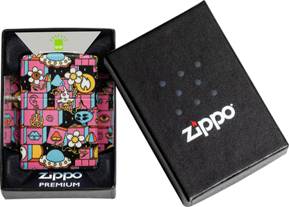 48779 Cosmic Community Windproof Lighter (Includes Blue-Light Keychain, Assorted Color)