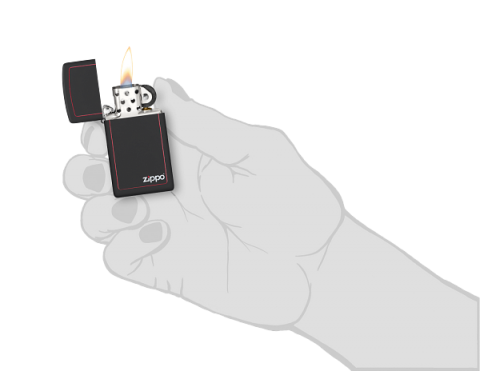 1618ZB Slim Red Frame Black Matte Windproof Lighter
