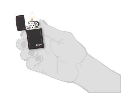1618ZB Slim Red Frame Black Matte Windproof Lighter