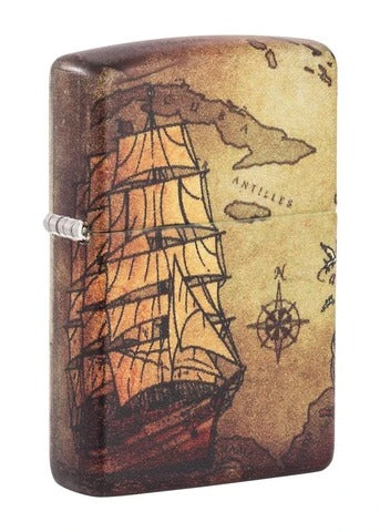 49355 Pirate Ship Map Windproof Lighter