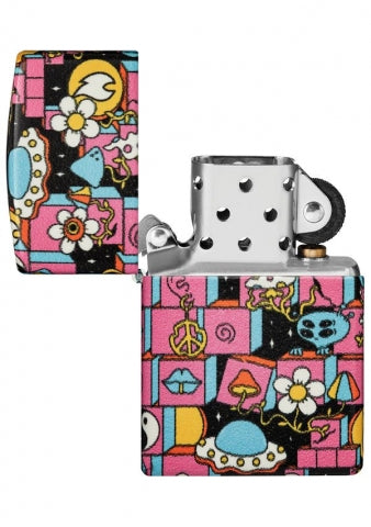 48779 Cosmic Community Windproof Lighter (Includes Blue-Light Keychain, Assorted Color)
