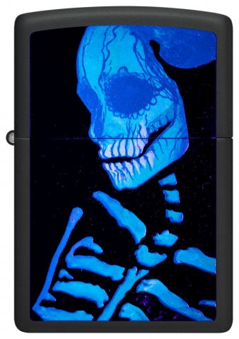 48761 Glow-in-the-Dark Skeleton Windproof Lighter (Includes Blue-Light Keychain, Assorted Color)