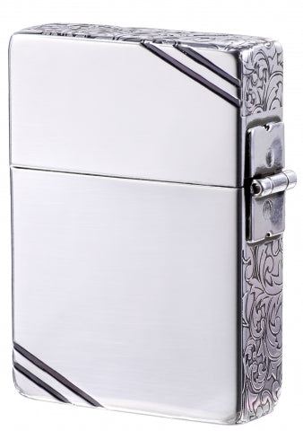 ZA-3-167B 1935 Replica Diagonal Vine Pattern Windproof Lighter – Polished Silver