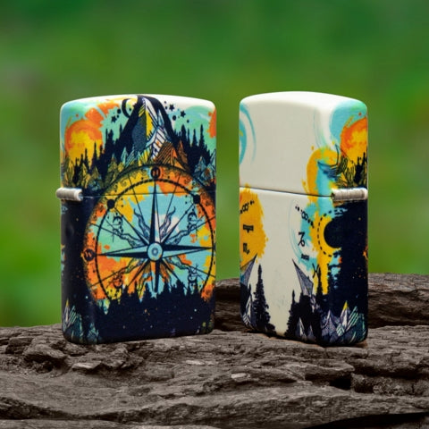 49805 Surround Adventure Compass (Glow-in-the-Dark Paint) Windproof Lighter (Includes one blue light keychain - random color)