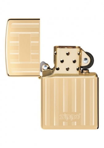 46011 Brushed & High Polish Striped Windproof Lighter