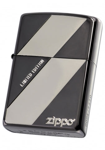 ZA-3-123A Diagonal Grid Windproof Lighter – Black & Silver