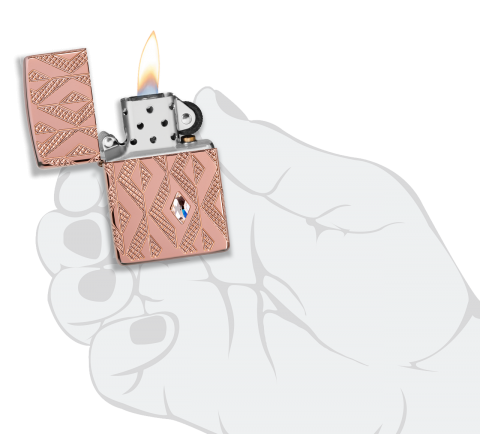 49702 Armor® Rose Gold Geometric Crystal Windproof Lighter