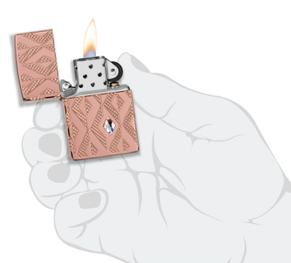 49702 Armor® Rose Gold Geometric Crystal Windproof Lighter