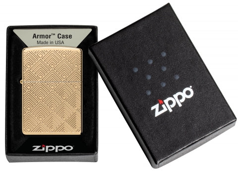 48570 Armor® Gold Geometric Pattern Windproof Lighter