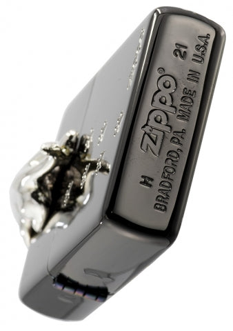ZA-3-179A 翻牆貓咪(黑冰銀)防風打火機