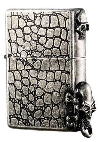 ZA-1-42B Rock Skull Badge (Antique Silver) Windproof Lighter