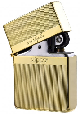 ZA-3-136A 1935 Replica Striped Windproof Lighter – Gold