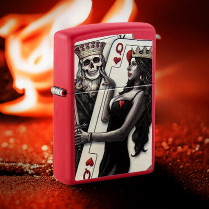 48624 Skull King & Queen of Hearts Windproof Lighter