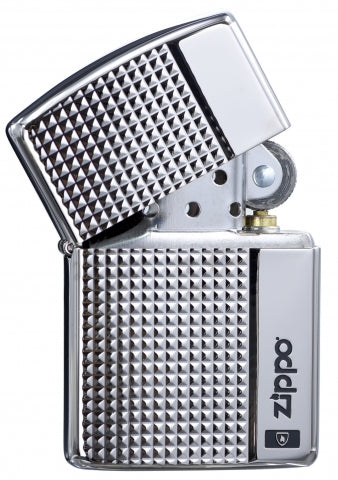 ZA-2-56B Armor® Deep-Carved Diamond Pattern Windproof Lighter – Bright Silver