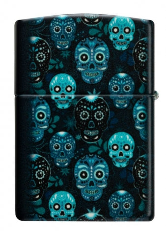 46017 Sugar Skull Windproof Lighter (Includes Blue-Light Keychain, Assorted Color)