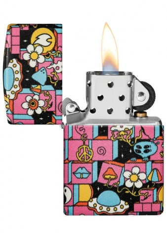 48779 Cosmic Community Windproof Lighter (Includes Blue-Light Keychain, Assorted Color)