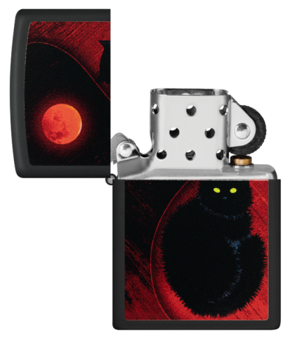 48453 Black Cat & Red Moon Windproof Lighter