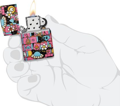 48779 Cosmic Community Windproof Lighter (Includes Blue-Light Keychain, Assorted Color)