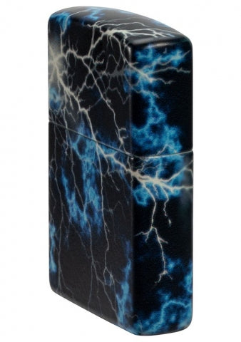 48610 Lightning Design Windproof Lighter (Includes Blue-Light Keychain, Assorted Color)