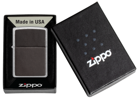46782 Leather Badge (Brown) Windproof Lighter
