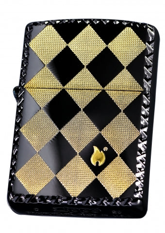 ZA-3-48A Diamond Pattern Windproof Lighter – Bright Gold