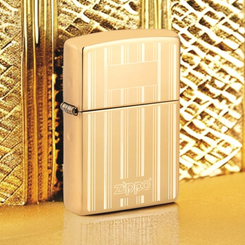 46011 Brushed & High Polish Striped Windproof Lighter