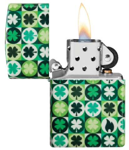 46015 Pop Art Clover Windproof Lighter (Includes Blue-Light Keychain, Assorted Color)